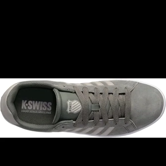 K-Swiss Men's Low-top Sneakers COURT TIEBREAK SDE Casual Gray Shoe 07012-339-M - Picture 3 of 7